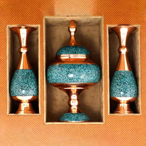 ست صنایع دستی فیروزه‌ای نفیس مدل 117002304