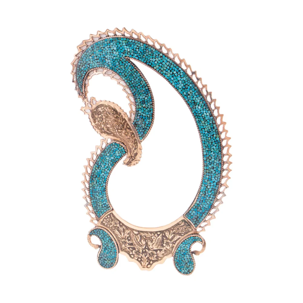 آینه بوته ترمه فیروزه کوبی کد 16