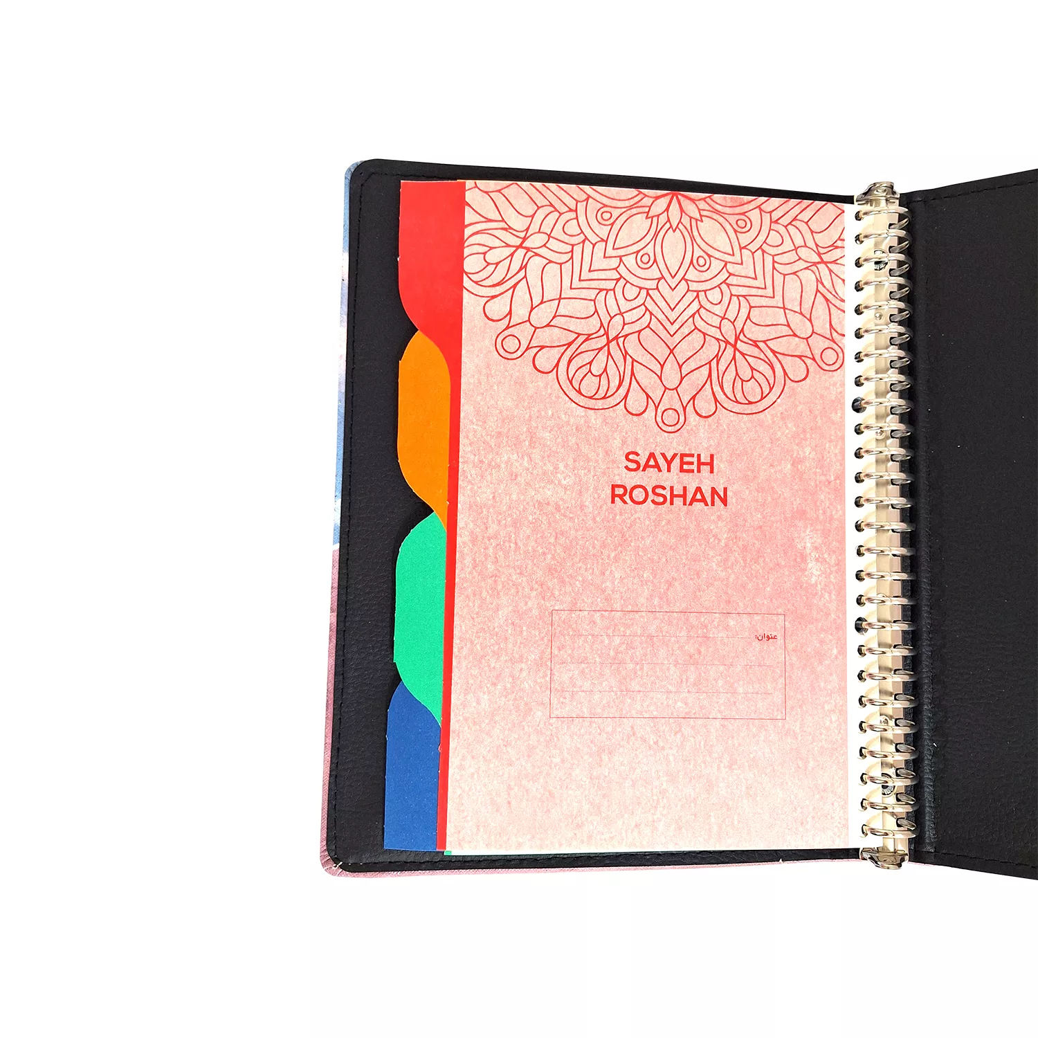 کلاسور چرم چاپی کش‌دار 26 حلقه کد 117008507