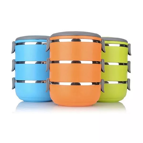 ظرف غذای سه طبقه استیل-پلاستیک کد 117008259